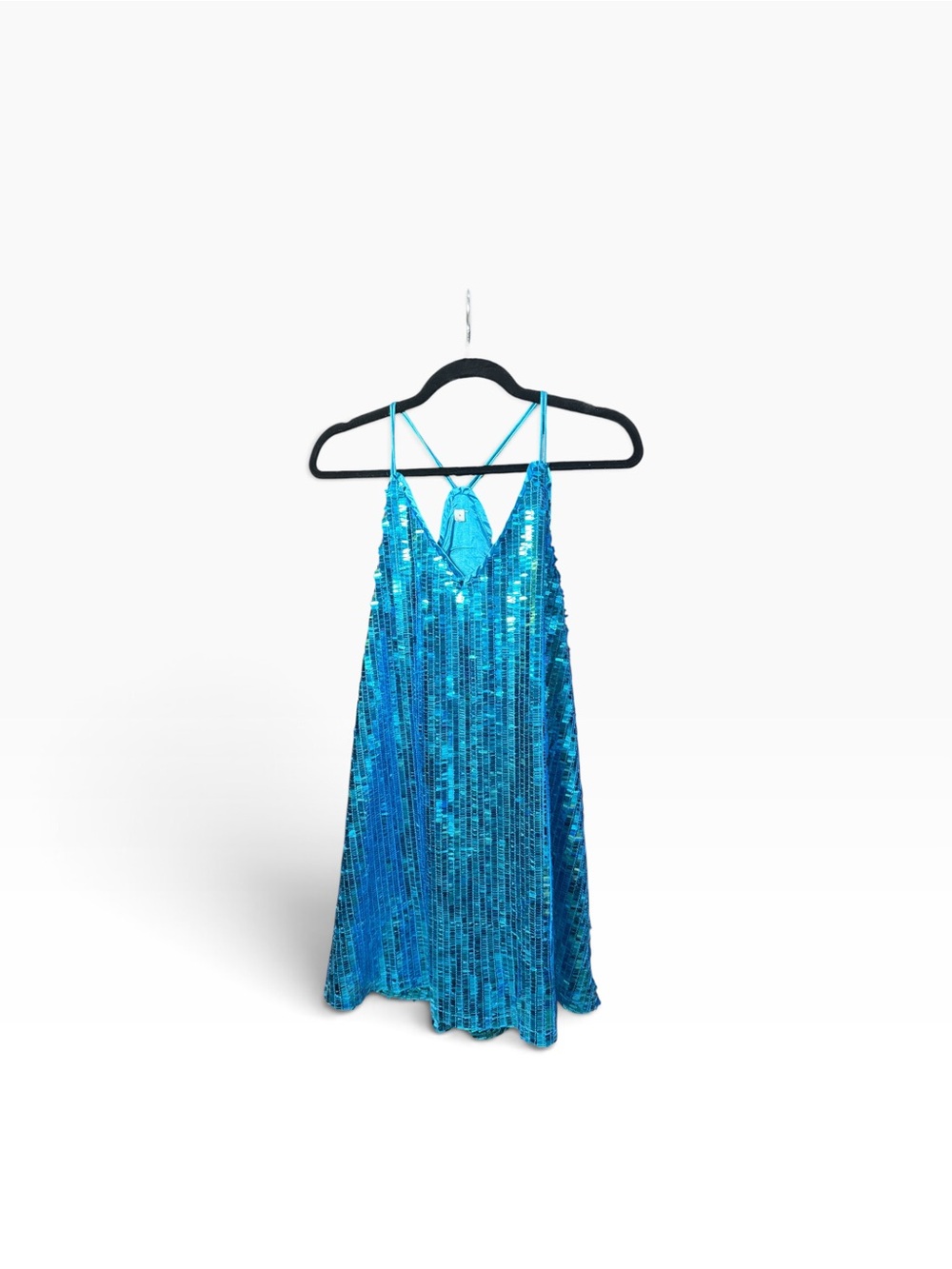 Blue Teal Sequin Strappy Mini Dress Size Small NWT